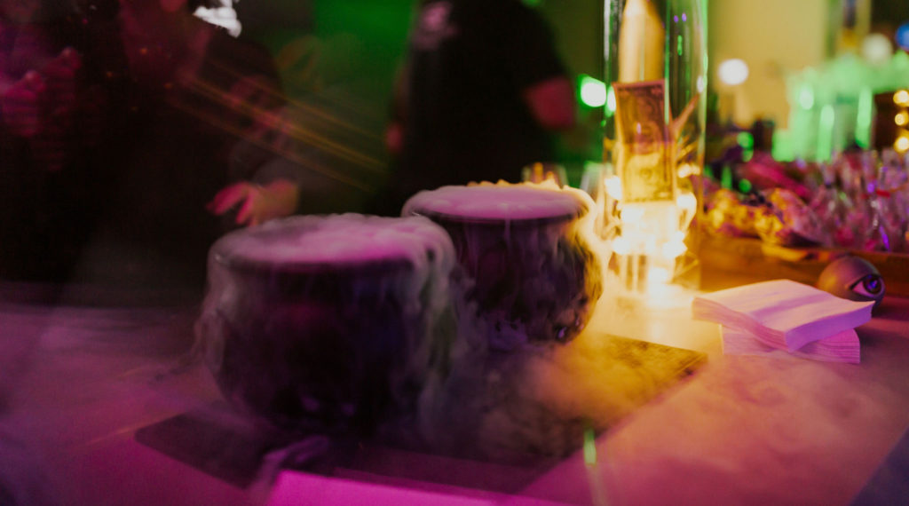 Bubbling cauldrons at Halloween Party